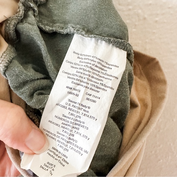 A Pea In The Pod Maternity Olive Green Linen Blend Pants - Picture 8 of 8